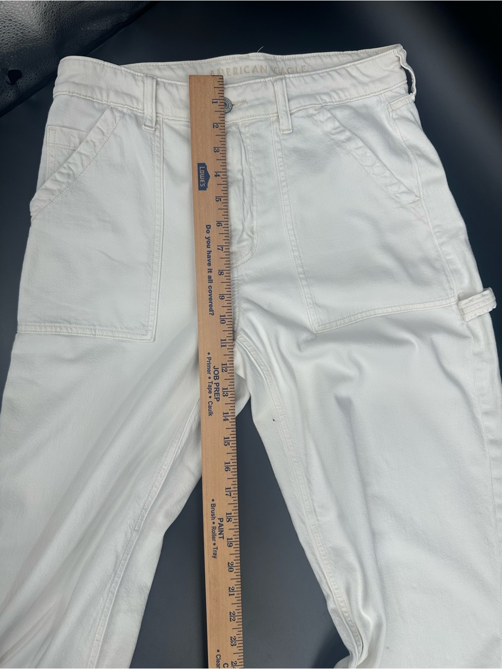 American Eagle Super High Rise Baggy Wide Leg Utility Jeans Off-White Sz 6 1312 - Picture 5 of 10